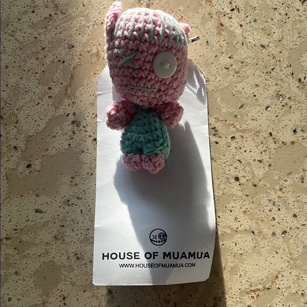 House of Muamua Pink and Green Crochet Doll Pin